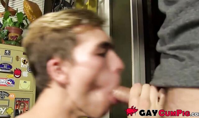 Bearded alt stud feeds his blond lover with cock and cum