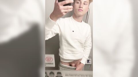 Blond German shows his cock in the toilet of the train