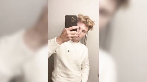 Blond German shows his cock in the toilet of the train