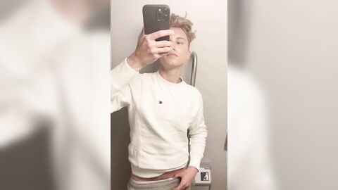 Blond German shows his cock in the toilet of the train