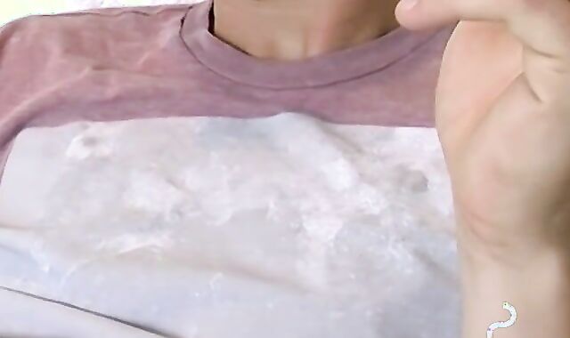 Chainsmoker twink makes a mess by spilling his cum