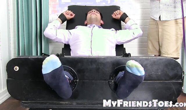 Hot businessmans feet and body endure unrelenting tickling