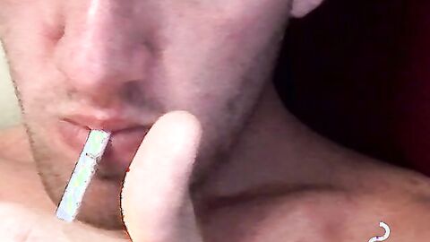 Chilling and smoking and caught myself touching my huge dick