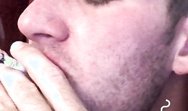 Chilling and smoking and caught myself touching my huge dick