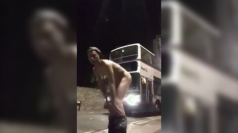 Guy Exhibitionist showing it all on busy streets