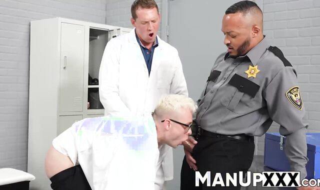 Horny dude rams his dick in a white mans mouth