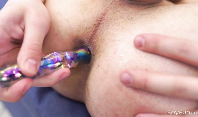 BoyFun: European Mike Steed wanks with giant fake-stiffy