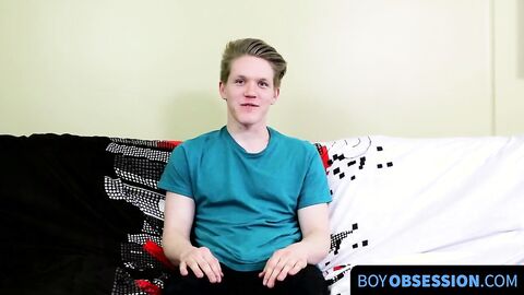 Interviewed and roughheeled down by a blonde twink with a fat ass