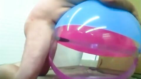 Big inflatable beach ball fuck cum inside