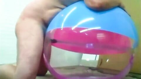 Big inflatable beach ball fuck cum inside