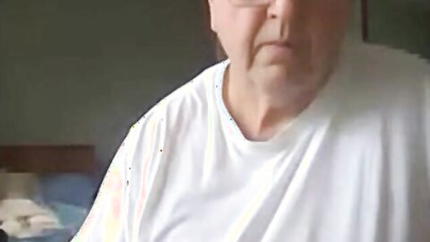 old man jerking his big dick