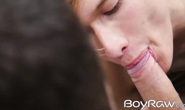 Blonde twink Angel Rivers sucks Andy Reyes fat cock hard