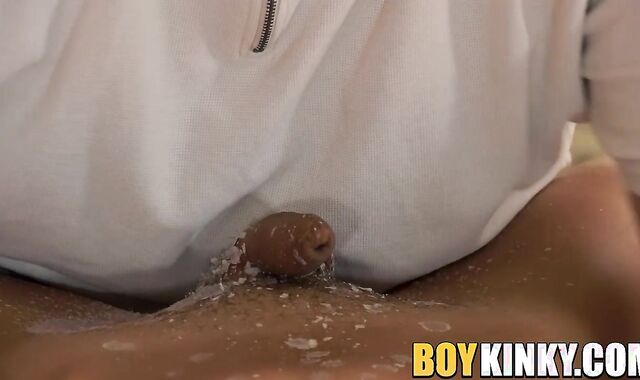 Mature maledom edging his roped down submissive