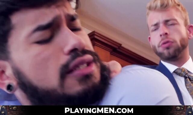 Rich financial specialists fucking after strong penis massage