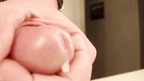 Closeup masturbation hand fucking cumshot load jizz