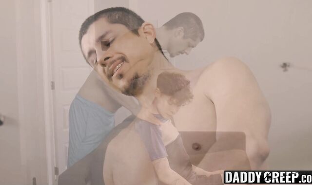 Tattooed twink stepson gives stepdaddy a blow during spa