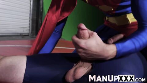 Superman twink gets tackled on the floor and played