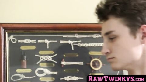 Twink loves raw sex with the gag ball on and whipping