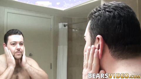 Young bear Troy McNastee sucks daddy dick after shower