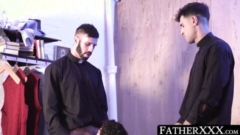 Youthful catholic discovered jolting off and threeway rawpounded