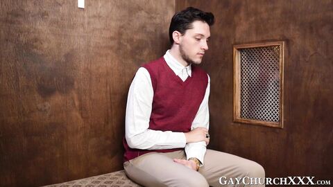 Sinful twink bareback drilled by priest in confession booth