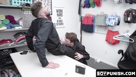 After a hardcore bareback the young offender who was caught gets a cum in the mouth