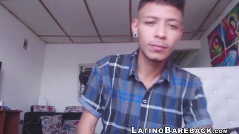 Pretty amateur Juan jerks off his big dick with two hands