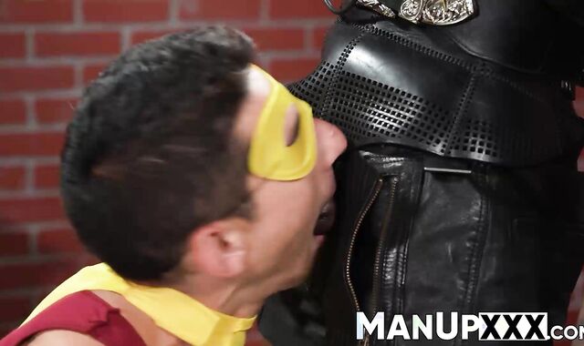 Cat eared black guy barebacks a handsome hunk