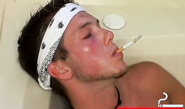 Hardcore smoker Christian Taylor showcasing enormous dick