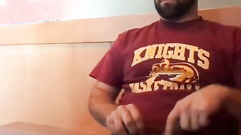 Bearded Bro Public Jerk Off in A Coffee Shop