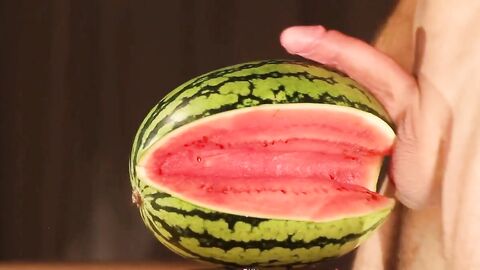 water melon cum - fucking a melon and cumming