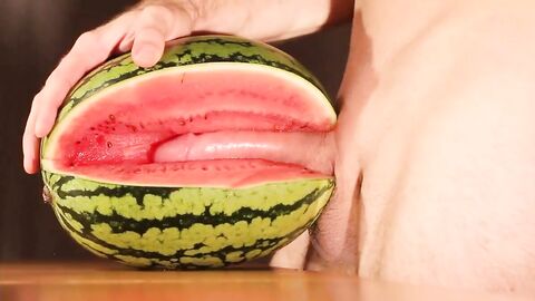 water melon cum - fucking a melon and cumming