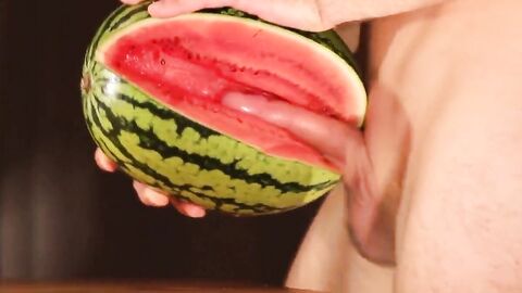 water melon cum - fucking a melon and cumming