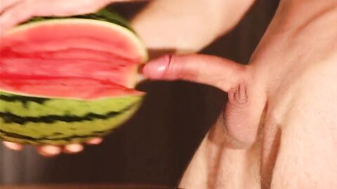 water melon cum - fucking a melon and cumming