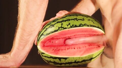 water melon cum - fucking a melon and cumming