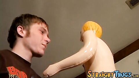 Deviant straight amateurs jack off and fuck sex doll