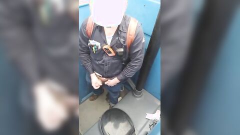 Worker Bear Jerks Off & Cum in Porty Potty at Work