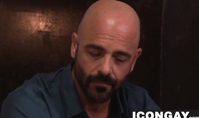 Big cock escort dude taking care of this bald sexy client