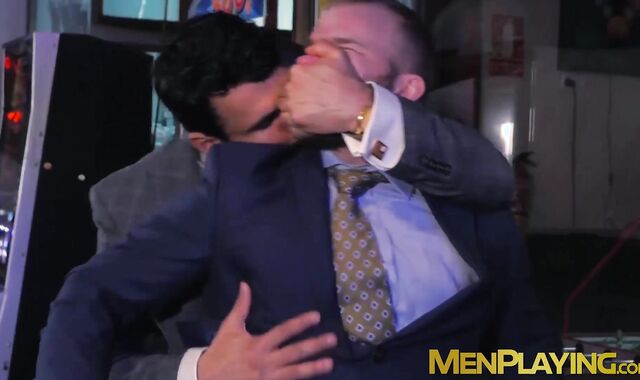Classy businessmen enjoy wet blowjobs and rough fucking