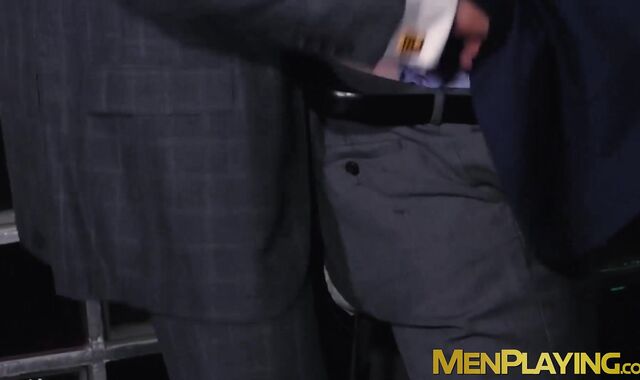 Classy businessmen enjoy wet blowjobs and rough fucking