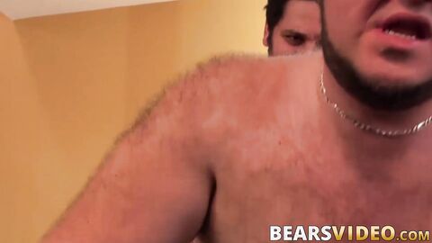 Cute gay bear Anthony Cox barebacked after mutual blowjob