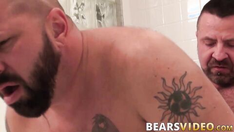 Inked bear Cooper Hill ass drilled by pierced gay after BJ