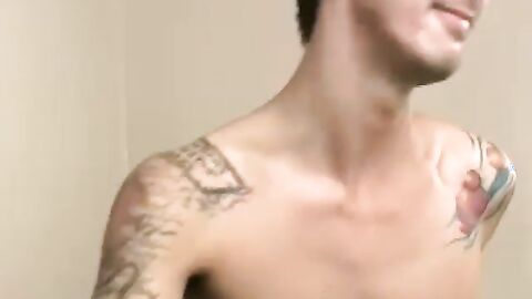 Super horny yoga instructor works on his dick for the camera