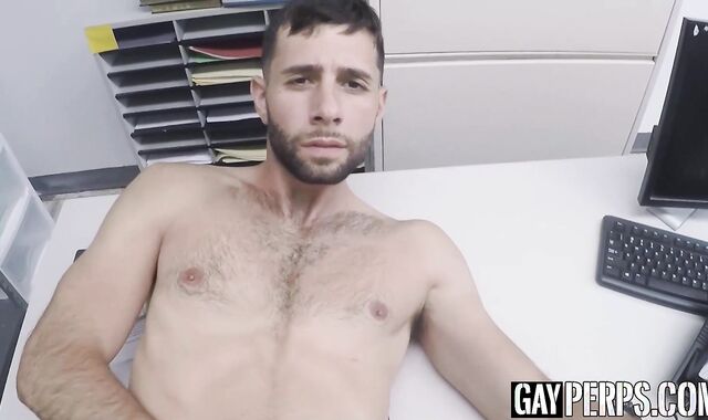 Straight inked suspect rimmed and pounded by horny security