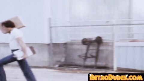 Retro gay fella spreads legs for an astonishing ass banging