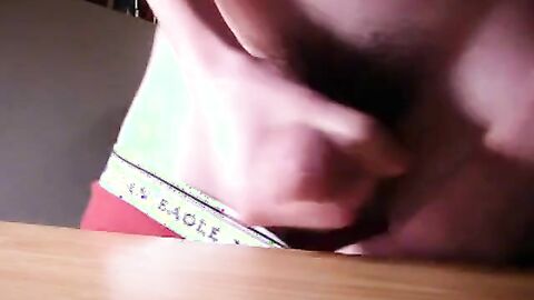 Jerk cum load onto dorm desk