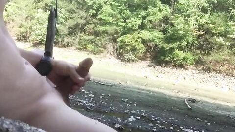 Me Jerking and Cum Naked Outdoor Public Exhib