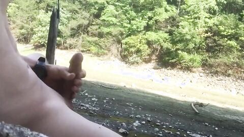 Me Jerking and Cum Naked Outdoor Public Exhib