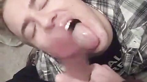 Sexy Blond Swallows HUGE Load of Cum