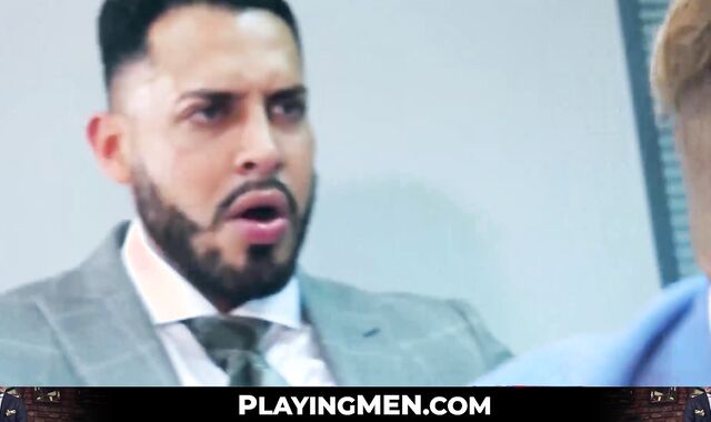 elegant hunk Menek Drilling Tobias Anal with attractive businessmen